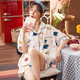 启言 夏季上新韩版翻领短袖睡衣女生日系卡通可爱睡衣甜美风家居服套装