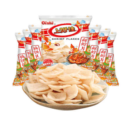 上好佳鲜虾片虾条日式鱼果混合口味30包膨化休闲怀旧食品小吃零食图片