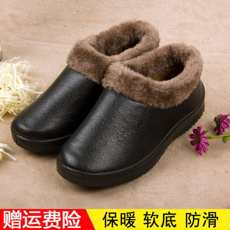 冬季老北京布鞋女棉鞋老年人防水防滑厚底保暖棉鞋加绒加厚妈妈鞋图片