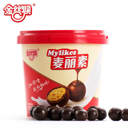 金丝猴 桶装麦丽素128g*3黑巧克力豆球小包装网红零食（代可可脂）图片
