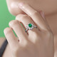 宝藏之心 1克拉王妃祖母绿宝戒指   925银镀18K金戒托