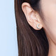 京润珍珠 月亮耳钉淡水珍珠耳钉7-8mm 馒头形白色时尚简约