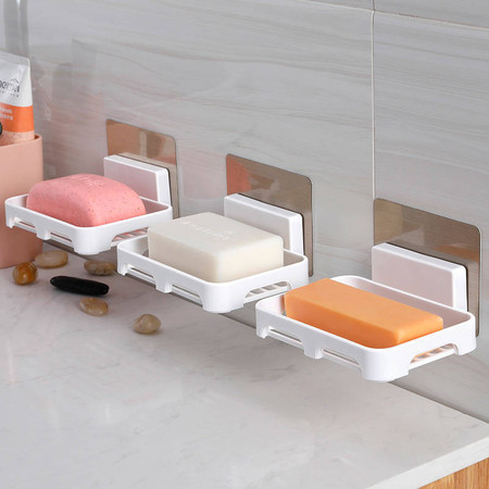 免打孔肥皂盒卫生间沥水创意贴片壁挂双层香皂架浴室置物架吸盘