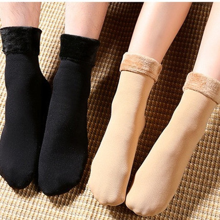 袜子女秋冬季加绒加厚成人保暖纯色中筒袜日韩系可爱地板加厚长袜图片