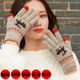 冬季保暖触屏手套女士韩国版小鹿学生情侣手套加绒厚毛线针织手套