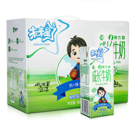 蒙牛/MENGNIU 未来星儿童成长牛奶佳智型苗条装190ml×15包图片