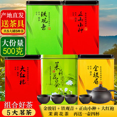 天王 送一壶四杯 铁观音 五大名茶组合5罐装共500g