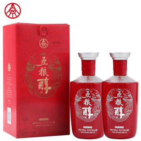 五粮液股份公司出品 五.粮.醇红装40度500mL*2瓶 浓香型白酒