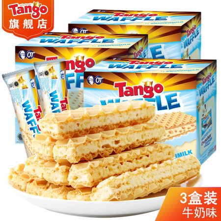 TANGO 【3盒】威化饼干Tango印尼进口零食品休闲牛奶味夹心代早餐威化饼 3盒 牛奶味咔咔脆图片