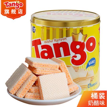 TANGO 罐装威化饼乳奶酪芝士味威化饼干休闲办公室零食350g*1罐图片