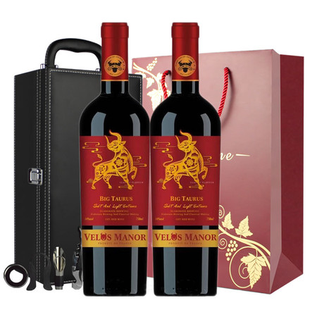 兰柏娜之花 法国进口红酒维乐丝庄园大金牛干红葡萄酒2瓶礼盒图片