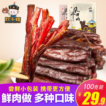 【吃货特享】炊牛娃风干牛肉干内蒙古特产正宗手撕风干牛肉干独立包装零食100g图片