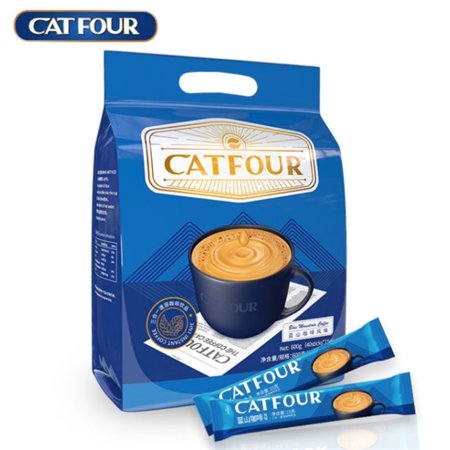 【选择好品牌】Catfour蓝山咖啡40条风味 特浓速溶咖啡粉卡布奇诺三合一学生提神