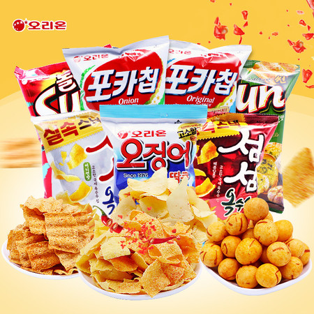 韩国进口食品好丽友太阳玉米片/生薯片/妙脆角/鱿鱼花生球儿童办公室休闲网红零食小吃66g*3袋图片