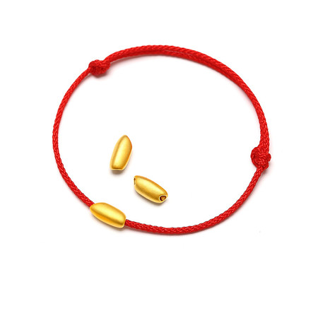 中国黄金 鼠年有米 黄金手链生肖鼠足金转运珠大米红绳手链新年情人节礼物送女友约0.15-0.2g