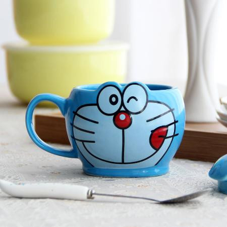 【带盖带勺】哆啦A梦叮当猫创意卡通杯子陶瓷马克杯水杯咖啡杯子图片