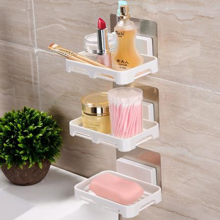 卫生间肥皂盒免打孔无痕壁挂式强力粘贴浴室厕所肥皂架沥水香皂盒图片