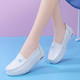 卓纪气垫增高护士鞋秋季女2021新款舒适防滑白色皮鞋坡跟平底透气防臭软底医护鞋