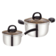 德鲁曼奶锅多用不锈钢锅具套装 电磁炉燃气煤气灶通用厨具两件套 16cm+20cm