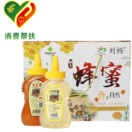 刘畅 天然蜂蜜枣花蜜洋槐蜜土蜂蜜500gx2瓶礼盒装