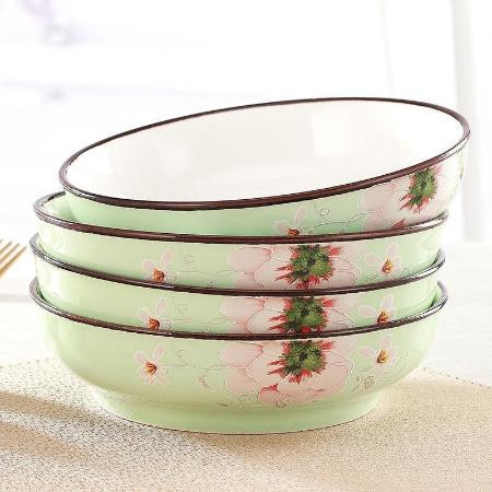 2/4个装花瓣色釉盘利比盘家用陶瓷菜盘子饭盘深盘汤盘餐具碗碟子图片