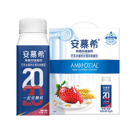 安慕希 草莓+燕麦风味酸奶200g*10盒/箱图片