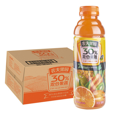 【仅限信阳销售】农夫山泉30%农夫果园混合果蔬汁-(橙+胡萝卜+苹果)500ml*15图片