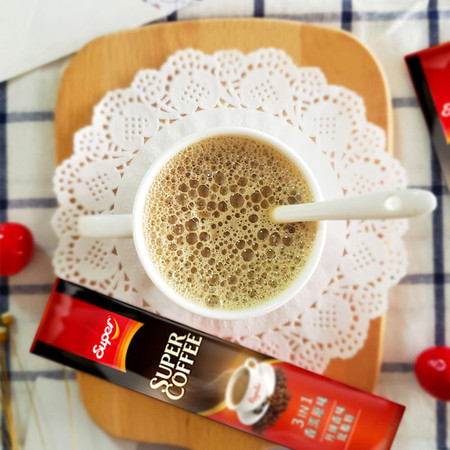 马来西亚进口super超级低脂咖啡原味三合一条装速溶咖啡粉30杯L