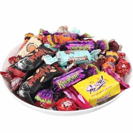 俄罗斯进口混合糖巧克力紫皮糖零食什锦糖年货糖果批发500g包邮图片