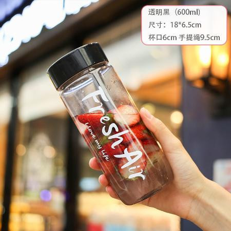 防摔大容量塑料水杯男女学生韩版简约文字便携杯子磨砂创意茶杯图片