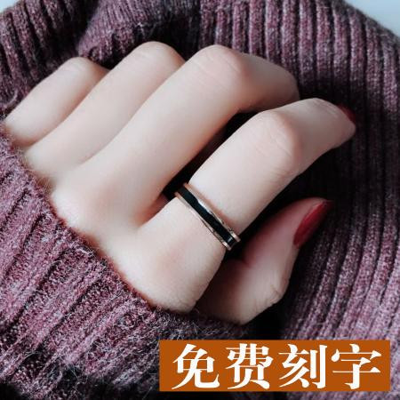 韩版钛钢玫瑰金情侣戒指女指环男食指戒指简约学生尾戒不退色刻字图片