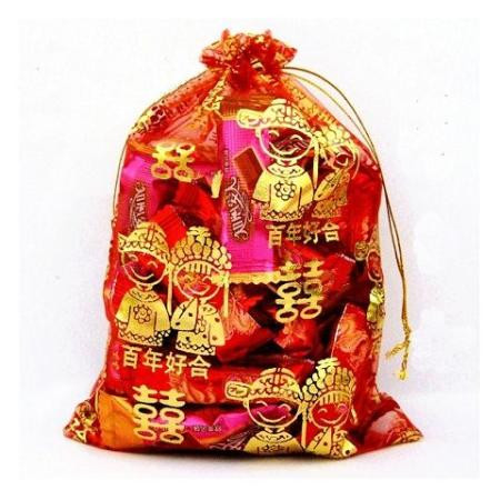 【10-100个喜糖袋喜糖袋子】婚庆用品百年好合糖果纱袋糖果袋红色袋子图片