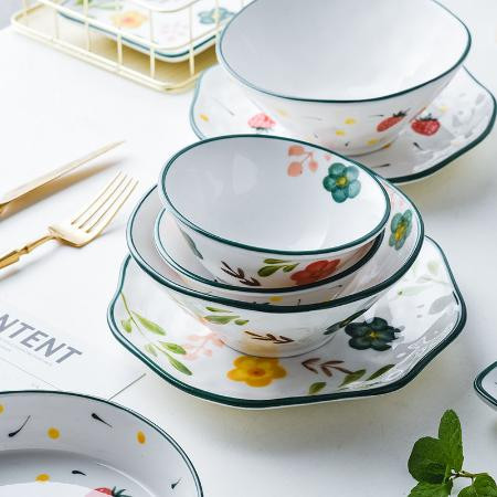 【北欧一人食餐具】ins陶瓷碗盘套装创意家用个性饭碗盘子碗碟筷组合图片