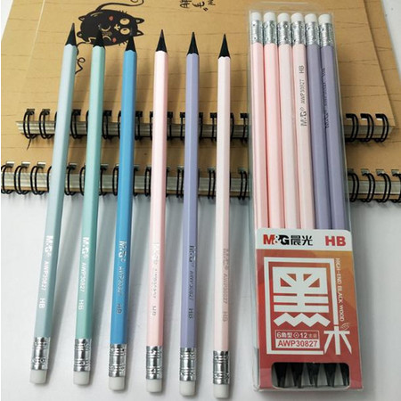 晨光/M&G 晨光炫彩HB六角黒木木杆铅笔AWP30827学生写字绘画铅笔文具