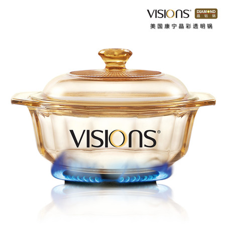 VISIONS 美国康宁晶彩透明锅 VS-08-DI（0.8L晶钻煮锅） 透明琥珀色