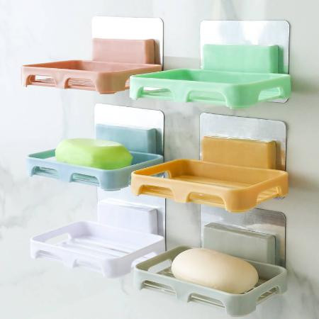 免打孔卫生间肥皂盒香皂架创意吸盘香皂盒壁挂式肥皂架浴室沥水盒图片