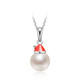 京润小红帽·雪精灵S925银镶淡水珍珠吊链 8-9mm白色圆形圣诞礼物