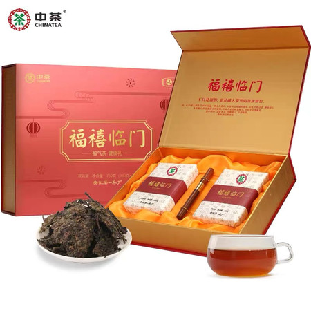 中茶 福禧临门安化黑茶金花茯砖茶叶礼盒送礼佳品760g 可长期保存图片