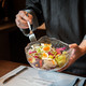 日式金边锤纹玻璃碗蔬菜沙拉碗北欧家用创意大号网红热汤碗水果碗