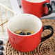 新骨瓷红釉健康陶瓷汤杯早餐麦片碗咖啡牛奶茶水马克杯