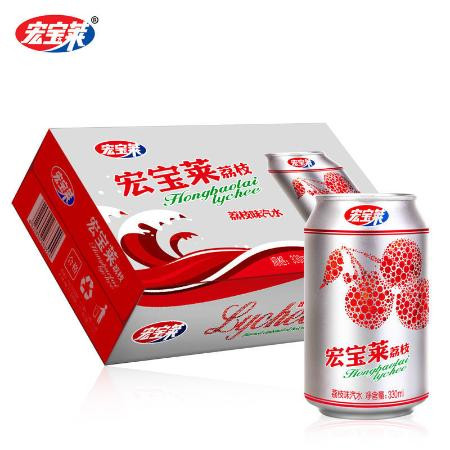 宏宝莱荔枝味汽水330ml*6罐/12罐整箱夏季碳酸饮料果味饮料汽水图片