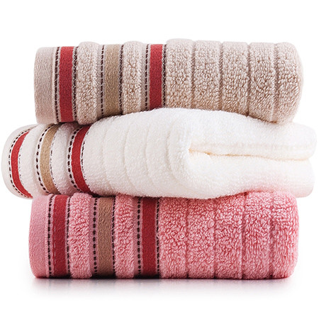 三利纯棉彩条缎档毛巾 32×72cm 柔软吸水洗脸面巾混色3条装