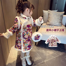 汉服女童冬装旗袍连衣裙中国风新款拜年服儿童洋气唐装国学服裙子