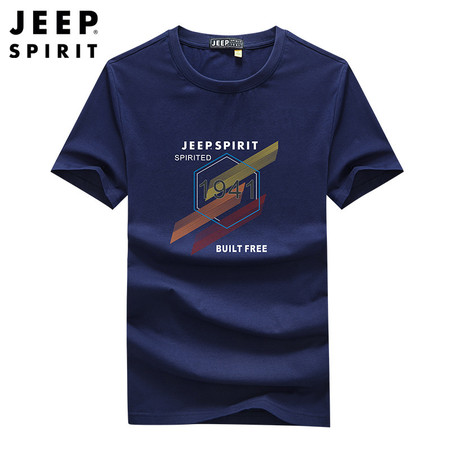 JEEP/吉普2021夏季新款男士短袖T恤红色纯棉年轻款圆领休闲夏季t恤HX-TS0301图片