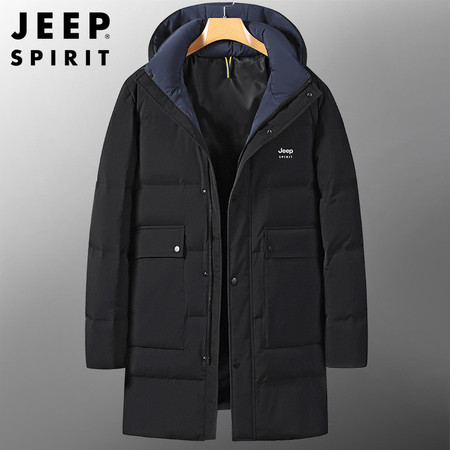 JEEP SPIRIT 冬季男士休闲连帽保暖加厚白鸭绒羽绒服男8810图片