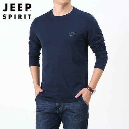 【领券立减20元】JEEP SPIRIT 圆领长袖T恤春季新品男运动宽松卫衣男潮牌上衣打底衫2030