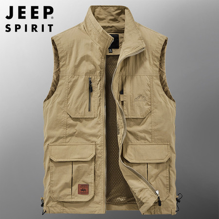 【领券立减10元】JEEP SPIRIT /吉普薄款马甲背心男 钓鱼多袋男坎肩工装摄影褂外套图片