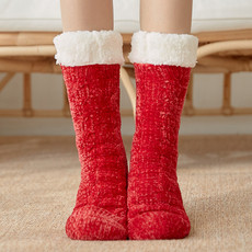 verhouse 加绒地板袜女冬季新款加厚保暖室内地毯袜雪地袜居家休闲中筒袜