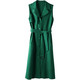 verhouse 女士夏季新款连衣裙时尚高腰显瘦绿色无袖A字裙