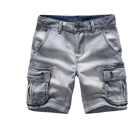 verhouse 男士夏季新款短裤休闲做旧水洗直筒工装五分裤图片